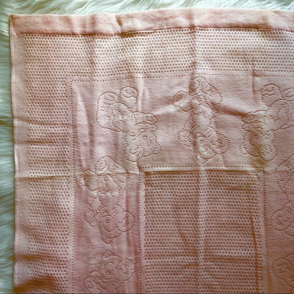 Pink Teddy Bear Baby Blanket From Great Britain - 31 x 38 - Picture 2 of 4